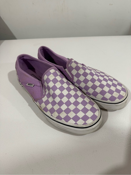 Vans Shoes - Vans Lavender & White Checkerboard Slip-On Sneakers